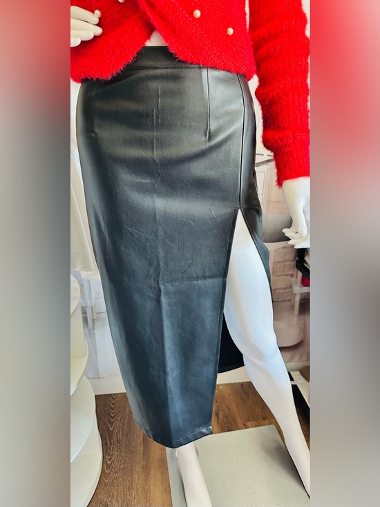 Forever 21 Dresses & Skirts - Forever 21 Black Faux Leather Maxi Skirt with High Side Slit